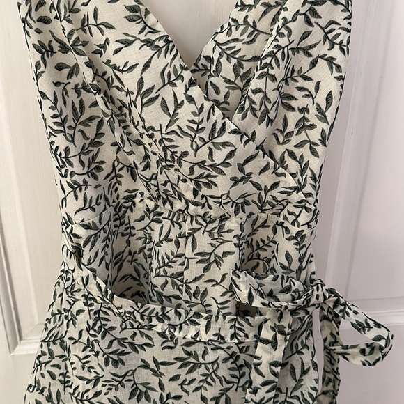 BEACHWOOD WRAP SKIRT CAMI STRAP ROMPER WHITE/GREEN - Picture 5 of 8